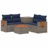 vidaXL Sofa S&aelig;t 6 stk. Gr&aring; og Marinebl&aring; Poly Rattan og St&aring;l