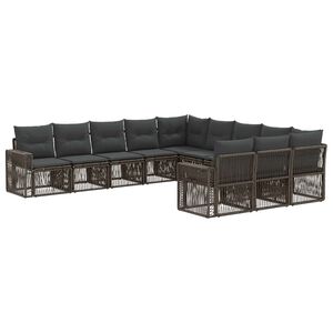 vidaXL Havesofa S&aelig;t 11 stk. Gr&aring; og M&oslash;rkegr&aring; polyrattan