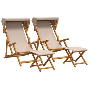 vidaXL Havestol 4 pcs 3 position Massiv Eucalyptus Tr&aelig; Beige