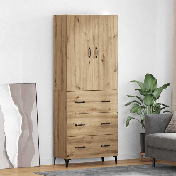 vidaXL Highboard Artisan Egetr&aelig; 69,5 x 34 x 180 cm Konstrueret tr&aelig;