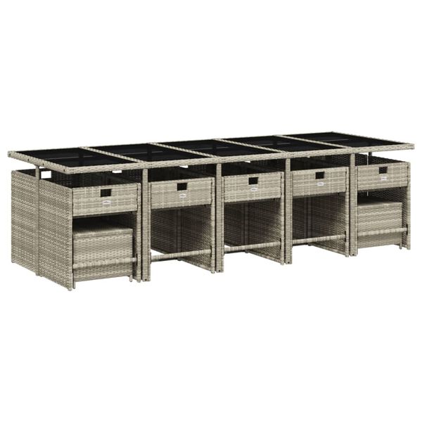 vidaXL spisebordss&aelig;t til haven 15 dele med hynder polyrattan lysegr&aring;