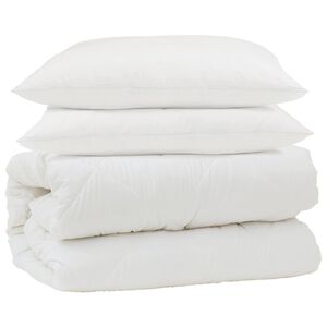 vidaXL Dynebetr&aelig;k S&aelig;t med pude 3 pcs Hvid Mikrofiber og Dunfjer