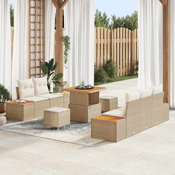 vidaXL Havesofa S&aelig;t 8 pcs Beige polyrattan