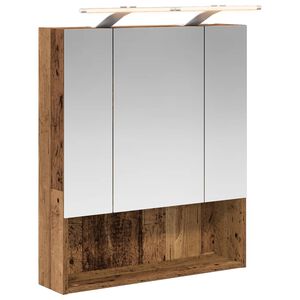 vidaXL Badev&aelig;relsesspejlskab med hylde Gammelt tr&aelig; 60 x 14.5 x 70 cm