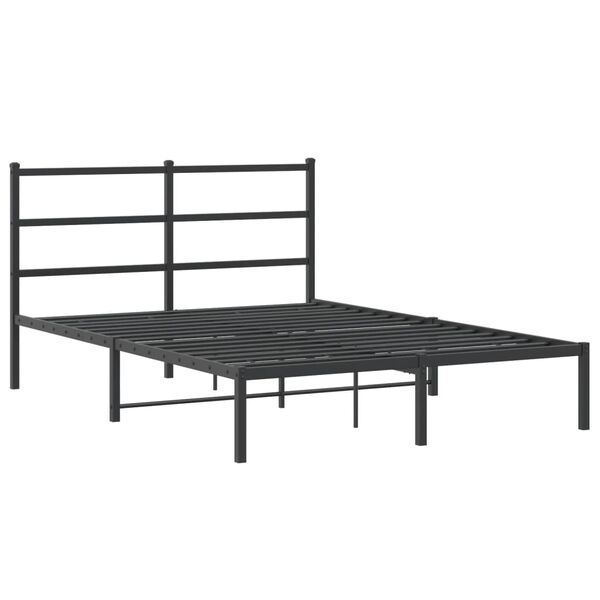 vidaXL sengeramme med sengegavl 135x190 cm metal sort