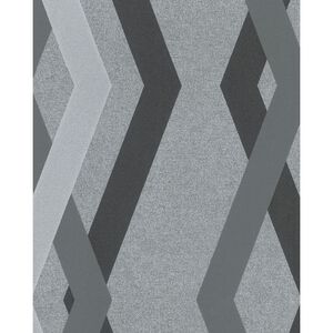 Topchic tapet Graphic Lines Diamonds gr&aring; og sort