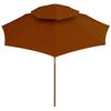 vidaXL parasol m. træstang 270 cm 2 niveauer terrakotta