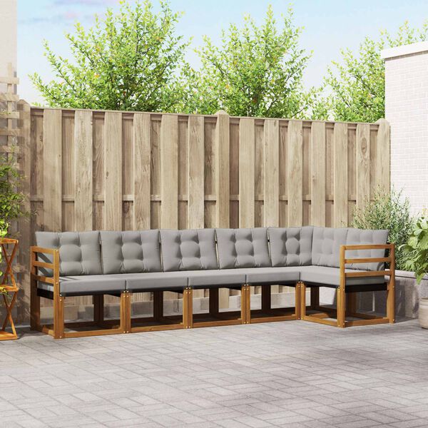 vidaXL Udend&oslash;rs sofagruppe med pude 6 pcs Naturlig og Lys Gr&aring;