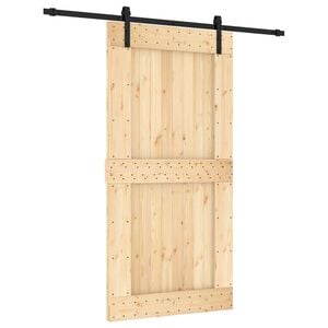 vidaXL Skyded&oslash;r Naturfarvet og sort 100 x 210 cm Massivt Fyrretr&aelig;