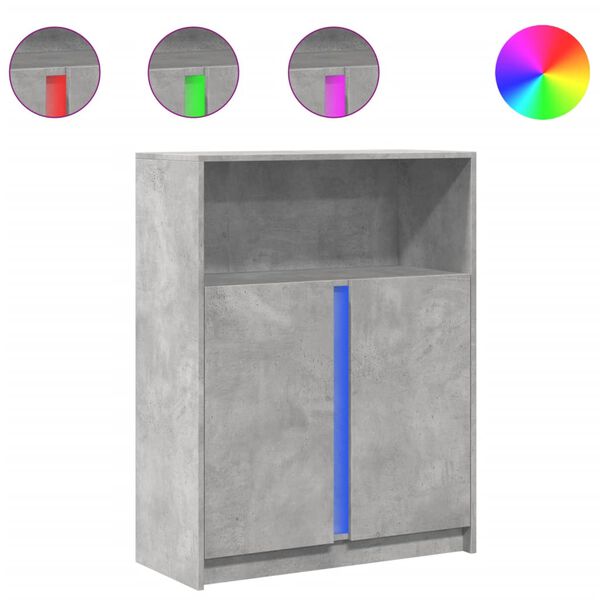 vidaXL skab med LED 77x34x100 cm konstrueret tr&aelig; betongr&aring;