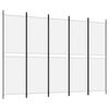 vidaXL 5-panels rumdeler 250x180 cm stof hvid