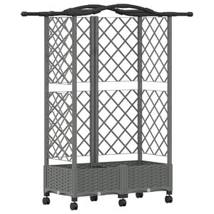 vidaXL H&aelig;vet Bed med Trellis og Tag Lysegr&aring; 124 x 40 x 129 cm PP