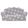 vidaXL 2-personers sofa til b&oslash;rn stjernem&oslash;nster bl&oslash;dt plys lysegr&aring;