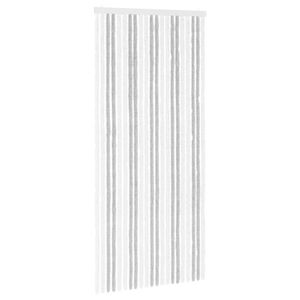 vidaXL Insektgardin i chenille Lys Gr&aring; og Hvid 90 x 200 cm 100% PP