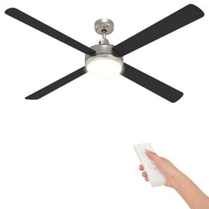 vidaXL Loftfan med lys og fjernbetjening &Oslash; 130 cm Sort