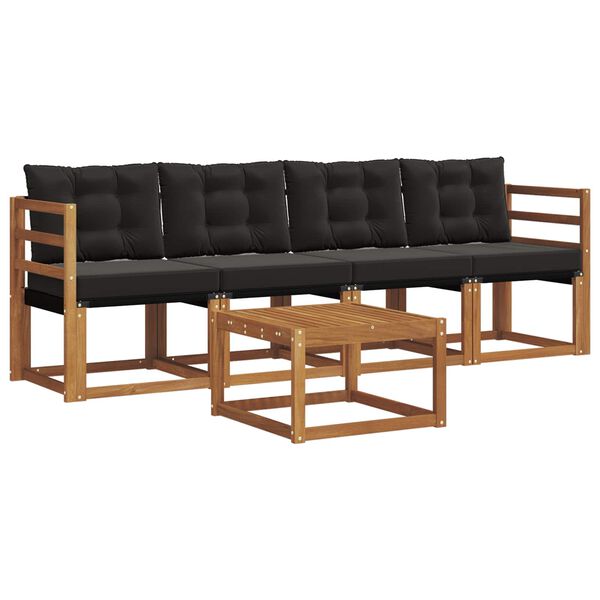 vidaXL Udend&oslash;rs sofagruppe med pude 5 pcs Naturlig og sort