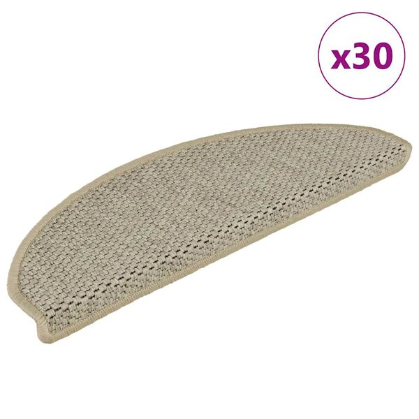vidaXL selvkl&aelig;bende trappem&aring;tter 30 stk. 65x21x4cm sisal-look lysegr&oslash;n
