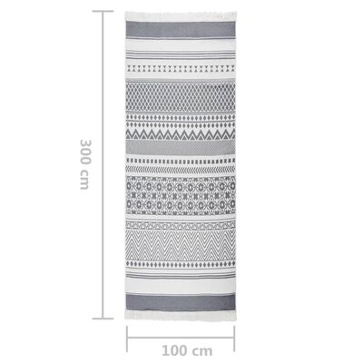 vidaXL gulvtæppe 100x300 cm bomuld grå og hvid