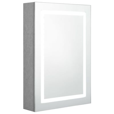 vidaXL badeværelsesskab med spejl + LED-lys 50x13x70 cm betongrå