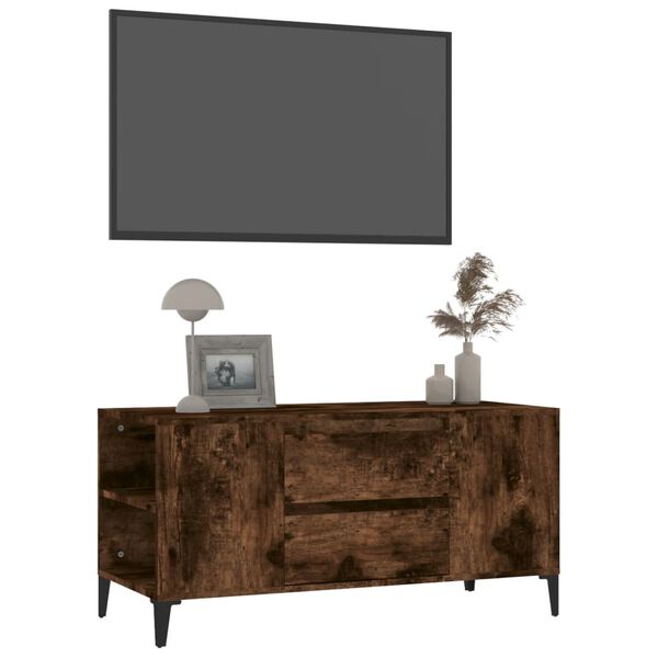 vidaXL tv-bord 102x44,5x50 cm konstrueret tr&aelig; r&oslash;get egetr&aelig;