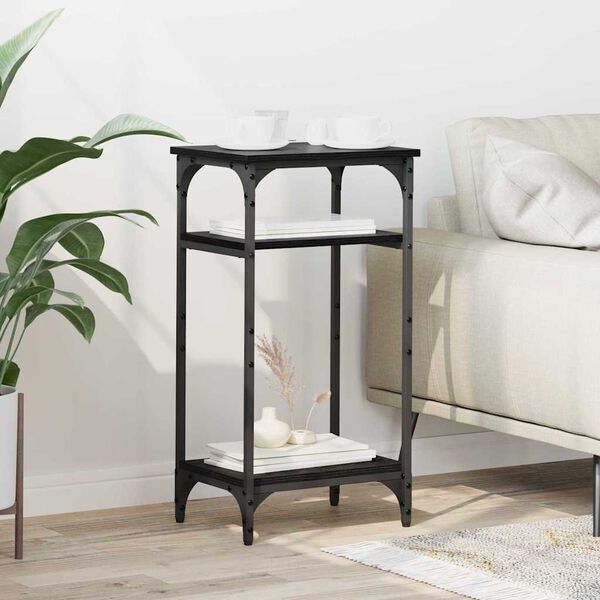 vidaXL Sidebord med hylde Sort eg 40 x 30 x 75 cm Konstrueret tr&aelig;