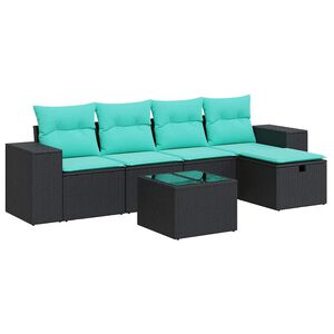 vidaXL sofas&aelig;t til haven 6 dele med hynder polyrattan sort