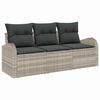 vidaXL Havesofa S&aelig;t med pude 3 pcs Lysegr&aring; Poly rattan