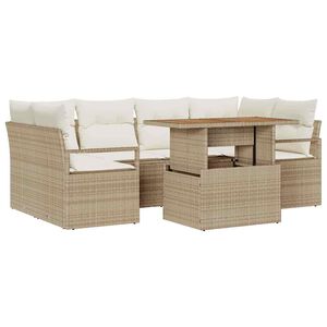vidaXL Havesofa S&aelig;t med opbevaring 7 pcs Beige Poly rattan