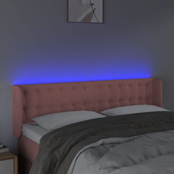 vidaXL sengegavl med LED-lys 147x16x78/88 cm fl&oslash;jl lyser&oslash;d