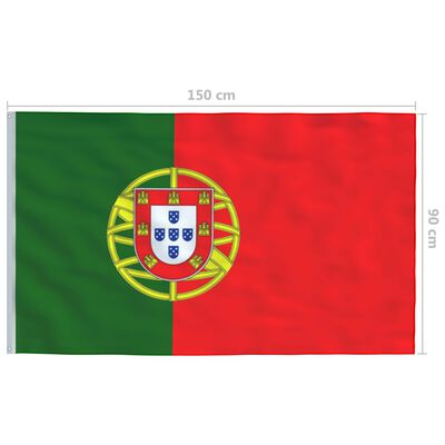 vidaXL Portugal flag og flagstang 4 m aluminium