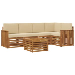vidaXL Udend&oslash;rs sofagruppe 6 stk. Naturlig og Beige Polyester