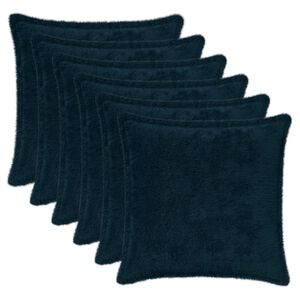 vidaXL Pudebetr&aelig;k 6 stk. HOUTEN M&oslash;rkebl&aring; 30 x 30 cm Faux Kanin Pels