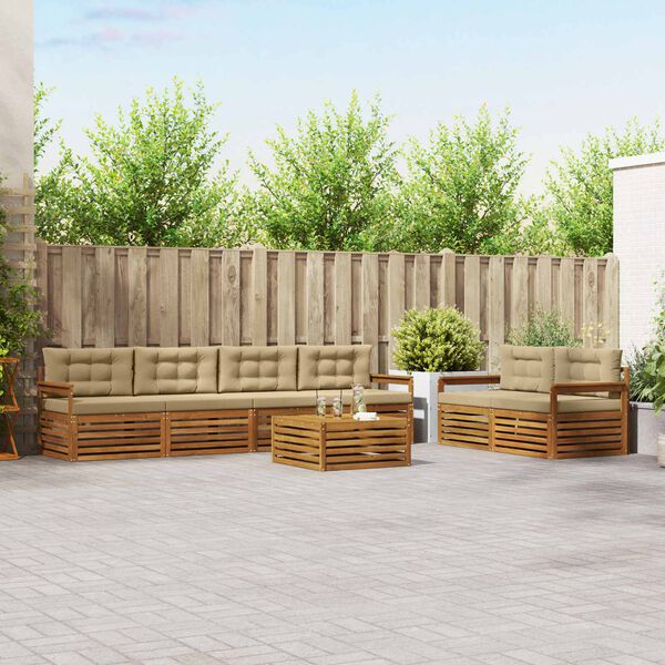 vidaXL Udend&oslash;rs sofagruppe med pude 7 pcs Naturlig og Beige