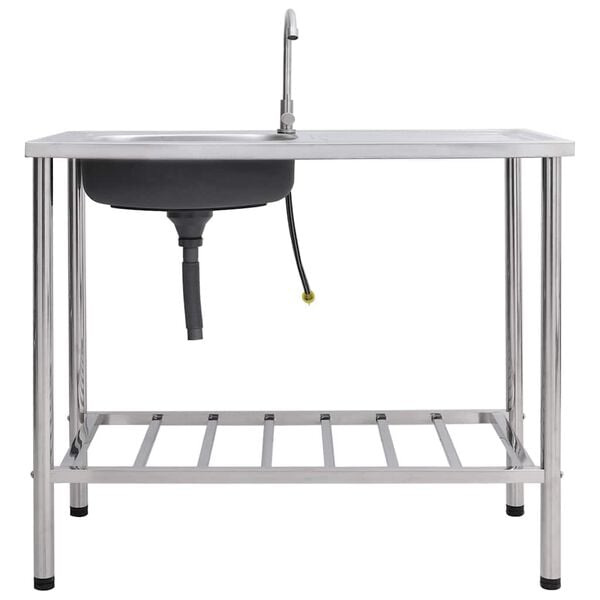 vidaXL campingvask med hane enkelt vask rustfrit st&aring;l