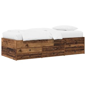 vidaXL Sengestel med opbevaring med skuffe Gammelt tr&aelig; 80 x 200 cm