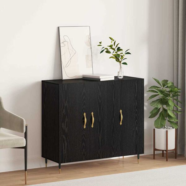 vidaXL Sideboard Sort eg 90 x 34 x 80 cm Konstrueret tr&aelig;