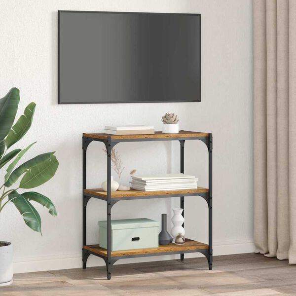 vidaXL Bogskab Gammelt tr&aelig; 60 x 33 x 70,5 cm Ingeni&oslash;rt tr&aelig; og jern