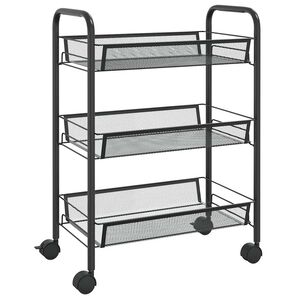 vidaXL k&oslash;kkenvogn med 3 hylder 46x26x64 cm jern sort