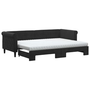 vidaXL daybed med udtr&aelig;k og madras 80x200 cm velour sort