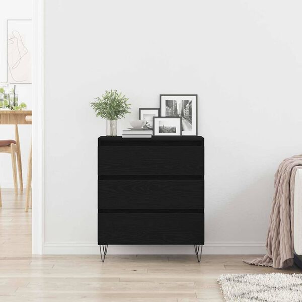 vidaXL Sideboard med skuffe Sort eg 60 x 35 x 70 cm Konstrueret tr&aelig;