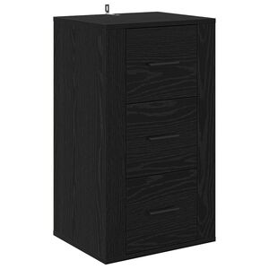 vidaXL Sideboard med skuffe Sort eg 40 x 33 x 70 cm Konstrueret tr&aelig;