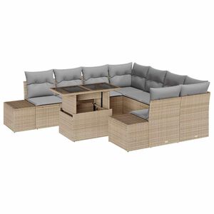 vidaXL Havesofa S&aelig;t med pude 9 pcs Beige og lys gr&aring; polyrattan