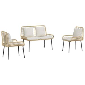 vidaXL Have Spisebordss&aelig;t 3 pcs Brun og Creme polyrattan