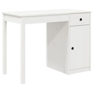 vidaXL skrivebord 100x50x75 cm massivt fyrretr&aelig; hvid