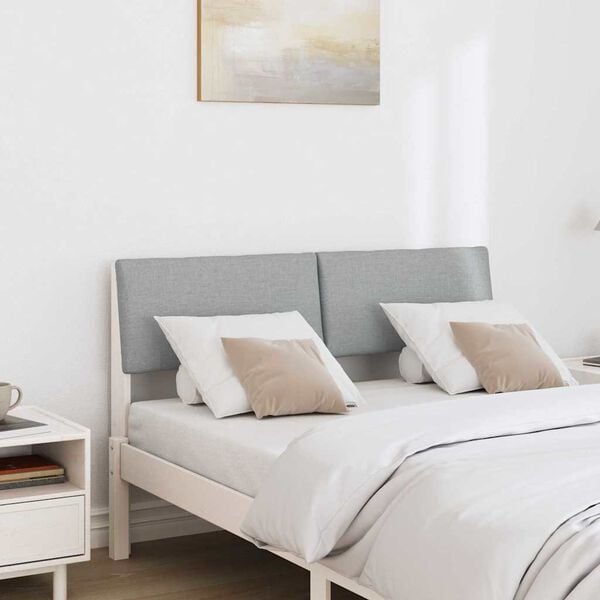 vidaXL Polstret sengegavl Lysegr&aring; 120 cm Massiv fyrretr&aelig;