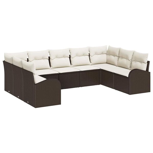 vidaXL Sofa Sæt 9 pcs Brun polyrattan