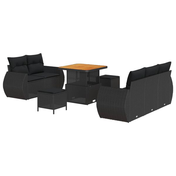 vidaXL Havesofa S&aelig;t 8 pcs Sort polyrattan