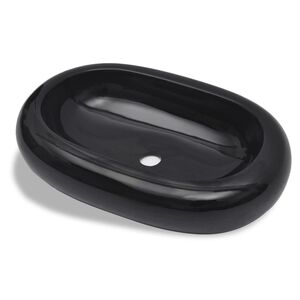 H&aring;ndvask i keramik til badev&aelig;relse, oval, sort