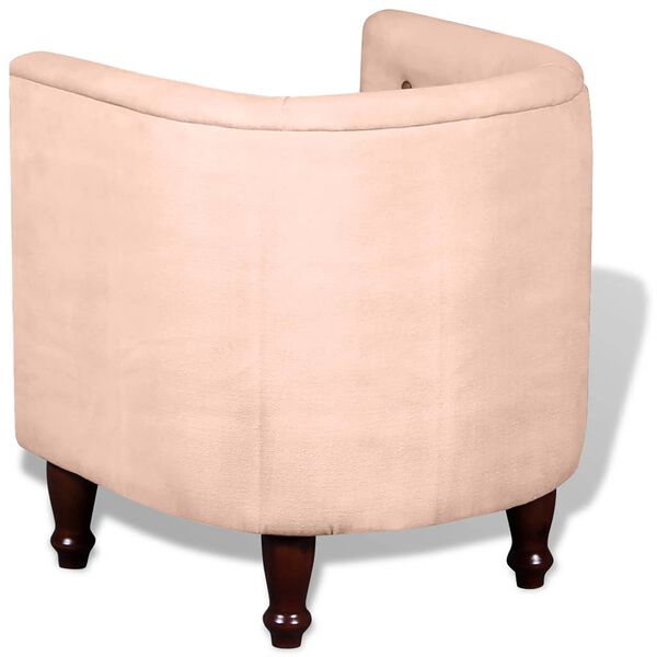 vidaXL lænestol ægte læder lærred beige