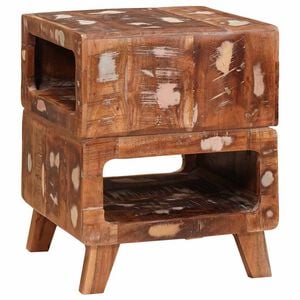 vidaXL Endebord med hylde Brun 40 x 40 x 49 cm Solid genbrugs tr&aelig;